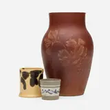 Roblin Pottery, collection of three vessels, 1898-1906, glazed and hand-decorated earthenware