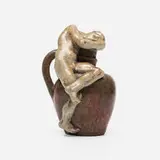 figural jug by James Vibert for Emile Muller et Cie, c. 1900, glazed earthenware, sold Sep 2020