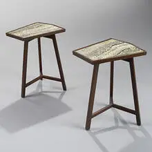 mosaic top occasional tables, pair by Edward Wormley, c. 1957, glass mosaic inlay, mahogany, sold Mar 2007
