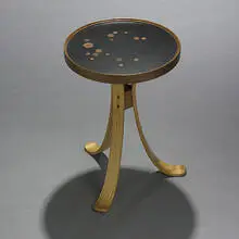 snack table, model #479 by Edward Wormley, c. 1967, laminated ash, walnut, plastic, sold Mar 2007
