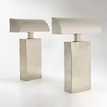 lamps, pair by Karl Springer, c. 1975, chrome-plated brass, brass, sold Mar 2007