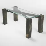 side table by Paul Evans, 1970, welded and patinated steel, glass, sold Mar 2007