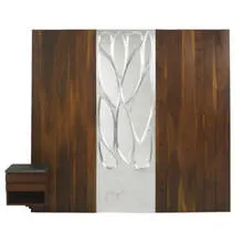 headboard by Phillip Lloyd Powell, 1965, walnut, aluminum leaf, mirrored glass, slate, sold Mar 2007