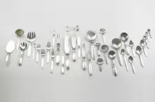 Georg Jensen, Cactus silverware, c. 1940, sterling silver, stainless steel