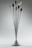 Angelo Lelli, floor lamp, c. 1950, enameled aluminum, enameled steel, glass