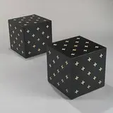 parquetry tables model #5976A, pair by Edward Wormley, 1959, lacquered wood with walnut marquetry, sold Mar 2007