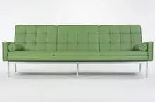 sofa, model #67A by Florence Knoll, c. 1965, Spinneybeck leather, matte chrome-plated steel, sold Mar 2007