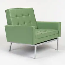 armchair, model #65A by Florence Knoll, c. 1965, Spinneybeck leather, matte chrome-plated steel, sold Mar 2007