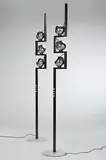 Arredoluce, floor lamps, pair, c. 1970, enameled and chrome-plated steel, marble, glass