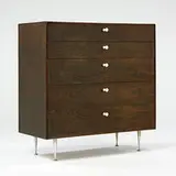 Thin Edge dresser, model #5240 by George Nelson & Associates, c. 1955, rosewood, aluminum, porcelain, sold Mar 2007