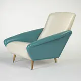 Gio Ponti, Distex lounge chair, model #807, 1953, skai, bleached walnut