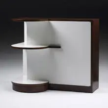 console from the Brown Palace Hotel by Donald Deskey, 1936, mahogany, lacquered wood, sold Mar 2007