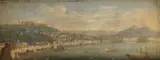 Tommaso Ruiz, Naples, looking towards the Castel dell'Ovo with Vesuvius in the distance; and A panoramic view of Naples, looking towards the Castel Sant'Elmo and Posillipo, a pair, oil on copper