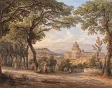 Rudolf Müller, A panoramic view of Rome with St Peter's Basilica