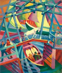 Ziehbrücke mit Pferdegespann by Otto Möller, 1925, Öl auf Leinwand, sold Jul 2020