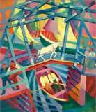 Otto Möller, Ziehbrücke mit Pferdegespann, 1925, Öl auf Leinwand