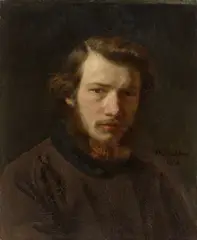 Otto Scholderer, Selbstbildnis des 24-jährigen Künstlers, 1858, Öl auf Leinwand. Doubliert