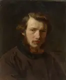 Otto Scholderer, Selbstbildnis des 24-jährigen Künstlers, 1858, Öl auf Leinwand. Doubliert