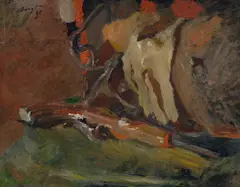 Max Slevogt, Stillleben mit Pistole, 1890, Öl auf Leinwand. Doubliert