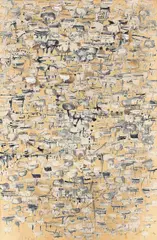 Gerhard Hoehme, Ohne Titel, 1960, Mischtechnik auf Papier, auf Holz aufgezogen