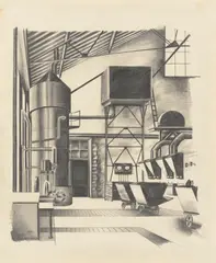 Kesselraum by Carl Grossberg, 1924, Bleistift auf Papier, sold Jun 2021