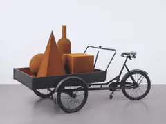 Jonathan Monk, A Moments Rest On The Journey Between Here and There, 2008, Kurierfahrrad, Cortenstahl