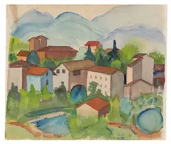 Hermann Hesse, Tessiner Landschaft, 1929, Aquarell über Bleistift auf Bütten (Wasserzeichen: MBM)