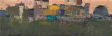 John Altoon, New York City Skyline, Tempera on board