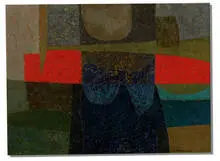 George Morrison, Red Rock, 1955, Oil on canvas panel