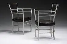 Warren McArthur, armchairs model #1150-A, pair, c. 1930, aluminum, vinyl