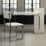 Walter Dorwin Teague, desk and chair, c. 1935, lacquered wood, chrome-plated steel, chrome-plated metal