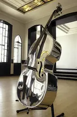 John Burdick, double bass, c. 1930, polished aluminum, zebrano, metal, wire