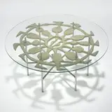 Donald Drumm, Galleries 10 coffee table, c. 1965, cast aluminum, chrome-plated steel, glass