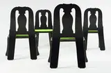 Robert Venturi, Queen Anne dining chairs, set of four, 1984, lacquered plywood, upholstery