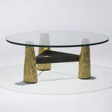 Phillip Lloyd Powell, coffee table, 1956, gilt and carved wood, glass, steel