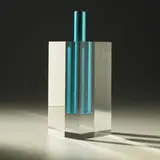 small vase by Shiro Kuramata, 1989, anodized aluminum, acrylic, sold Mar 2007