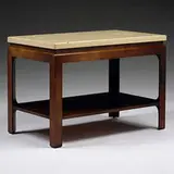 Paul Frankl, occasional table, c. 1948, mahogany, lacquered cork