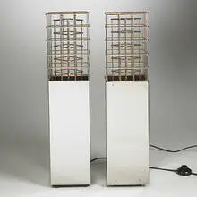 Oxar, table lamps, pair, 1973, chrome-plated steel