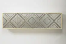 hanging cabinet by Karl Springer, c. 1975, lacquered wood, aluminum, brass-plated steel, sold Mar 2007