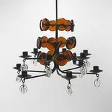 Erik Hoglund, chandelier, c. 1957, enameled iron, glass