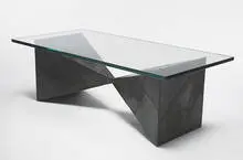Paul Evans, coffee table, 1967, welded and patinated steel, glass