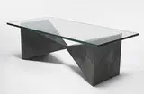 coffee table by Paul Evans, 1967, welded and patinated steel, glass, sold Mar 2007