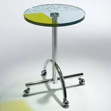 Sally table by Shiro Kuramata, 1987, glass, chrome-plated steel, sold Mar 2007