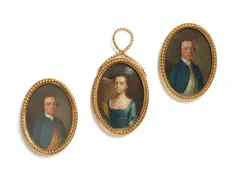 English School, Portrait of a gentleman, said to be Timothy Erskine; Portrait of a lady, said to be Adelaide Erskine; and Portrait of a gentleman, said to be Samuel Erskine