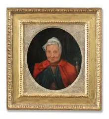 John Downman A.R.A, Portrait of Benjamin West's landlord in Rome, within a painted oval