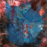 Blau-65-P. Quadratische Collage by Fred Thieler, 1965, Mischtechnik auf Leinwand, sold Nov 2015