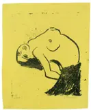 Rumpf beugende Tänzerin by Ernst Ludwig Kirchner, 1910, Lithographie auf gelbem Papier, sold Jun 2016