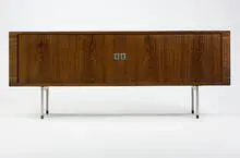 sideboard, model #RY 25 by Hans J. Wegner, c. 1965, palisander, matte chrome-plated steel, sold Mar 2007