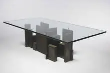 coffee table by Paul Evans, c. 1967, welded steel, glass, sold Mar 2007