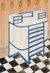 Josef Hoffmann, rendering, 1903, gouache and India ink on paper